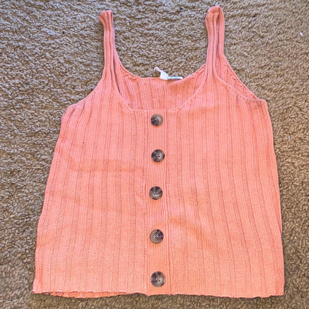 Peach color tank top w/ buttons